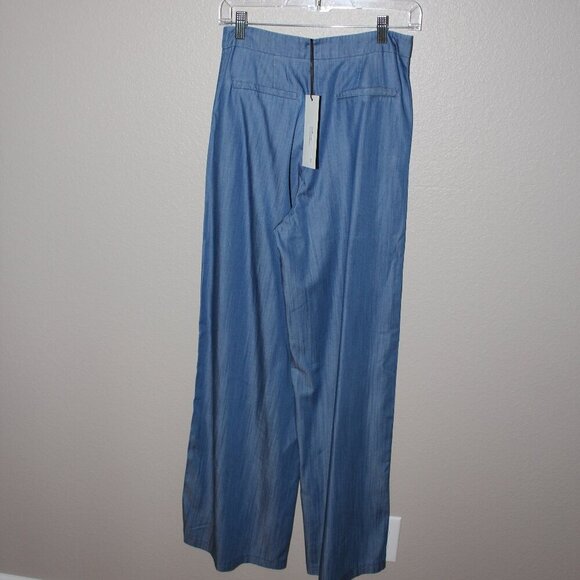 DO+BE Womens High Waisted Wide Leg Chambray Blue Lightweight Trouser Pant Size S - Picture 2 of 9